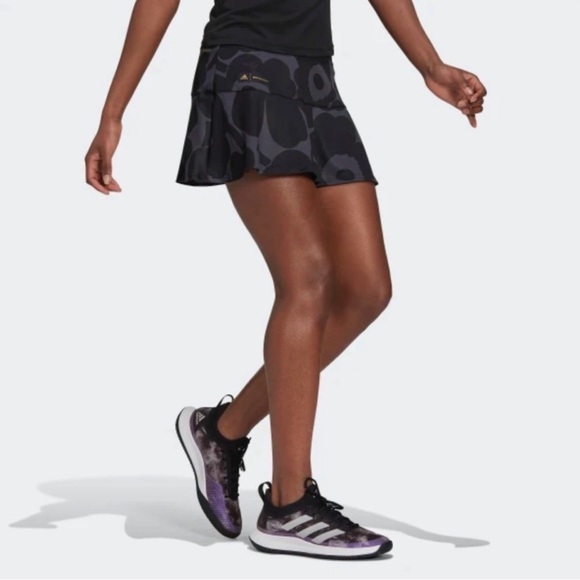 Adidas x Marimekko Women’s Medium Tennis Skort Primeblue Black Gray Floral Skirt - Picture 13 of 15